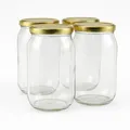 Blumixx Einmachgläser mit Schraubdeckel 24er Pack Einmachglas mit Deckel in Gold - 900ml Fassungsvermögen - Ideal für Erntezeit, Konservierung & stilvolle Aufbewahrung