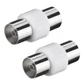2x KOAX Adapter SAT TV Antennen Kabel Verbinder Kupplung Koaxial Buchse