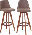 2er-Set Barhocker HWC-C43, Barstuhl Tresenhocker, Holz Textil drehbar  Vintage braun, helle Beine