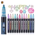 ECtury Glitzerstifte 12 Farben Double Line Zauberstifte Bastelset Kinder
