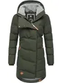 Ragwear wasserdichter Damen Wintermantel warmer Steppmantel lang mit Kapuze Pavla Intl Dark Olive22 Gr. L