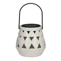 Arti Casa Solar Laterne Keramik - Solarbetriebene Gartenbeleuchtung - Tischlampe mit warmweißem Licht - Solarlampe mit bis zu 8 Stunden Brenndauer - IP44 Wasserdicht - 11 x 10 cm - Weiß