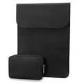 TECOOL 13 3 Zoll Laptop Hülle Tasche Leder,MacBook Tasche 13 14 Zoll für 2012-2020 2024 MacBook Air/Pro 13 13.6 M3 M2 M1,2021-2023 MacBook Pro 14 M3 M2 M1,13.5 Surface Laptop Schutzhülle etc-Schwarz