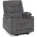 M Mcombo Relaxsessel Mit Liegefunktion, Fernsehsessel Elektrisch Verstellbar, Tv Sessel, Recliner Chair, Chenille Stoff, Usb & Getränkehalter, Wohnzimmer, 7033 (grau)