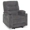 M MCombo Relaxsessel mit Liegefunktion, Fernsehsessel Elektrisch Verstellbar, TV Sessel, Recliner Chair, Chenille Stoff, USB & Getränkehalter, Wohnzimmer, 7033 (Grau)