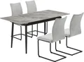 OTTO home Essgruppe Stevian, (Set, 5-tlg., Ausziehbarer Esstisch + 4 Stühle), Holz, Strukturstoffbezug, Freischwingerstühle, gesteppten Bänken