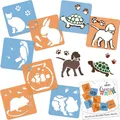 Schablonen Malen für Kinder, 8 Stück Set 15x15 cm Haustiere, Kinder Kreatives Zeichenschablonen, Kunststoff Wiederverwendbar Malschablone