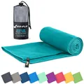 Fit-Flip Mikrofaser Handtuch - kompakte Microfaser Handtücher - ideal als Sporthandtuch, Reisehandtuch, Strandtuch - schnelltrocknend und leicht - Badetuch groß (70x140cm, Petrol)