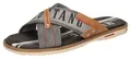 Pantolette, Sommerschuh, Schlappen, Poolslides, mit auffälligem Logoschriftzug, Gr. 41, dunkelgrau-braun