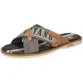 Mustang Shoes Pantolette, Sommerschuh, Schlappen, Poolslides, mit auffälligem Logoschriftzug braun|grau 41 EU