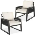 tectake Aluminium Garten-Lounge Set, im Rope-Design, wetterfest, höhenverstellbare Füße