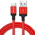 Datenkabel USB-C für Google Pixel 10 9a 9 8a 8 7 Pro XL Fold Ladekabel 1m Kabel - Schwarz/Rot