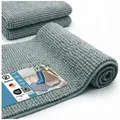 HELLSER Badematte DANA - Badezimmerteppich rutschfest & waschbar - Chenille, rutschhemmend beschichtet, fußbodenheizungsgeeignet, schnell trocknend, Polyester, - Weiche Chenille Badematte Kurzflor, OEKO-Tex-zertifiziert blau 60 cm x 120 cm