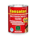 Consolan Wetterschutzfarbe, Deckender Holzschutz für Außen, Grün, 2,5L