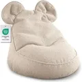 Kinder Sitzsack „MIKI“ mit Ohren - Bequem, Montessori Sitzkissen für Kinderzimmer (Beige,68/68/50 mit Ohren) - Beige