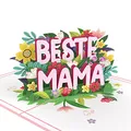 papercrush® Pop-Up Karte Muttertag „Beste Mama” - 3D Muttertagskarte mit Spruch & Blumen für beste Mutter der Welt, Glückwunschkarte für Geburtstag oder Schwangerschaft, Geburtstagskarte für Frauen