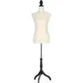 Semplix Deko Schneiderbüste–Schneiderpuppe aus Styropor (EPS) mit Baumwollbezug & Holzstativ, höhenverstellbar, Elegante Deko Schneiderpuppe für Atelier, Boutique & Dekoration (Leinenbezug)