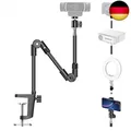 Webcam Stand mit Handyhalterung, Kamerahalterung 25\1 Faltbar Schwanenhals & Sch