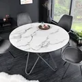 Esstisch ELLIPSE - 120cm - weiß schwarz - Keramik Metall - Hairpin Legs rund