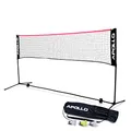 Apollo Badminton und Volleyball Netz | 300cm | 400cm | 500cm | 3-Fach-Höhenverstellbar, Set Mit Federball, Stabilem Eisen-Gestell, Transporttasche, Für Indoor & Outdoor