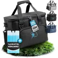 Obics® Kühltasche 20L faltbar - Einkaufstasche & Lunch-Tasche klein schwarz ohne Strom mit Kühl-Akku - Gefriertasche & Kühlbox Picknick-Tasche isoliert - Essenstasche Auto Arbeit, Einkaufen, Baustelle