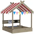 Outsunny Sandkasten, Grau, Holz, 116x146x124 cm, Outdoor Spielzeug, Sandkästen