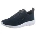 Tommy Hilfiger CORPORATE KNIT RIB RUNNER Sneaker, Freizeitschuh, Halbschuh, Schnürschuh mit seitlicher Logoflagge blau 41 EU
