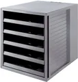 Schubladenbox SCHRANK-SET KARMA - A4/C4, 5 offene Schubladen, öko-grau