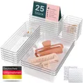 uandu Schubladen Organizer 25er Set mit 4 Größen – Schminktisch & Kosmetik Aufbewahrung für Schublade – MakeUp Ordnungssystem für Badezimmer, Küche & Büro