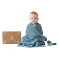 Little Dedi Weiche Babydecke Strick aus 100% Bio-Baumwolle GOTS Zertifizert, 80x100 cm. Rauchblau- Erstausstattung für Neugeborene, in Geschenkbox für Neugeborene Babys