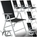 tectake® Aluminium Gartenstuhl 6er Set, Klappstuhl mit 7-facher Neigungsverstellung und hoher Rückenlehne, Gartenmöbel Set mit 6 Stühlen, klappbar, ideal für Garten, Terrasse und Balkon - Silber