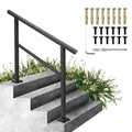 VEVOR Aluminium Treppengeländer 122 x 90 cm , Außen Eingangsgeländer 0-45 Grad, Hauseingangshandlauf aus Aluminium, Rostfrei verschleißfest und Steinhart für Privathaushalte, Bürobereiche Schwarz