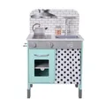 Teamson Kids Little Chef Zeitgenössisches interaktives Holzspielzeug-Küchenset mit höhenverstellbaren Beinen Pretend Play Blau/Weiß TD-13554B