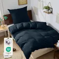 BEDELITE Bettwäsche 135x200 Baumwolle 2teilig - Bettwäsche-Sets Dunkel Blau mit Reißverschluss, Bettbezug 135x200cm mit Kissenbezug 80x80 cm, Oeko-TEX Bedding weiche und kuschelige Bettwaren