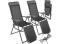 tectake® 2er Set Aluminium Gartenstuhl, klappbar, 5-fach verstellbare Rückenlehne mit Kopfpolster, bewegliches Fußteil-Gewebe, 146,5 x 59 x 117,5 cm