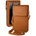moex Handytasche zum Umhängen für Samsung Galaxy A51 – Kleine Handtasche mit Handyfach und Sichtfenster, 2 zusätzliche Fächer - Handy Umhängetasche Damen, Kastanienbraun