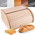 Creative Home Roll-Brotkasten aus Buchen-Holz | 38 x 28,5 x 17,5 cm | mit Deckel