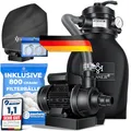 KESSER® Sandfilter Sandfilteranlage+ 800g Filterbälle ersetzen 25kg Filtersand-Poolfilter 10 m³/h Filteranlage Filterkessel für Pool Schwimmbecken 4-Wege Ventil,einfache Steuerung,Inkl. Cover, Schwarz