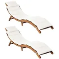 vidaXL Sonnenliegen, Braun, Holz, Füllung: Polyester, 55x64x184 cm, Gartenmöbel, Gartenliegen