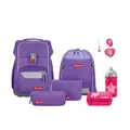 Step by Step Schulranzen-Set Basis „Purple Konfetti“, 7-teilig, lila, ergonomischer 20L Tornister, höhenverstellbar mit Hüft- und Brustgurt für Mädchen ab der 1. Klasse