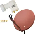 PremiumX SAT Anlage 80cm Antenne Ziegelrot Twin LNB weiß 4x F-Stecker