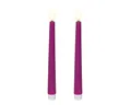Lumineo LED Kerzen mit Timerfunktion 25,5cm Kunststoff - Outdoor & Indoor - 2er Set Plastikkerzen batteriebetrieben - flackernde Flamme Effekt - Stabkerzen Lila Warmweiß