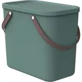 Rotho Aufbewahrungsbox mit Deckel 25L Albula - Kunststoffbox 40 x 23,5 x 34 cm - Stapelbox mit bequemen Griffen - Regalbox aus robustem Kunststoff - Grün