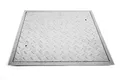 SA-60/80 Stahl Schachtabdeckung verzinkt begehbar 600 x 800 mm Tränenblech Schachtdeckel Deckel mit Rahmen Kanalschacht quadratisch eckig
