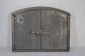 SEZAM leichte Doppeltür für Backöfen aus Gusseisen mit Thermometer 500 °C - mit Türriegel, halbrund, Pizzaofentür - Brotofen - Steinofentür, 48 x 3 x 38 cm, ohne Bemalung