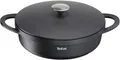 Tefal Servierpfanne Trattoria Schmorpfanne 28 cm hoher Rand, Pfanne Induktion, Aluminiumguss (1-tlg), Antihaftversiegelung, mit Deckel, für alle Herdarten geeignet