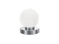 Reality Leuchten LED Nachttischlampe, Dimmfunktion, LED wechselbar, Warmweiß, kleine Bauhaus Lampe touch dimmbar Glas-kugel Lampenschirm Weiß Ø 12cm