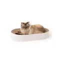 LucyBalu® SCRATCHBED Kratzbett für Katzen aus Pappe | Kartonbett | XXL-Kratzbrett oval rund | Kratzpappe | Kratzmöbel | Kratzkarton | Kratzspielzeug | Natur