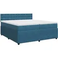 vidaXL Boxspringbett mit Matratze Blau 200x200 cm Samt 3290146