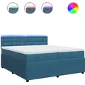 vidaXL Boxspringbett mit Matratze Blau 200x200 cm Samt - Blau